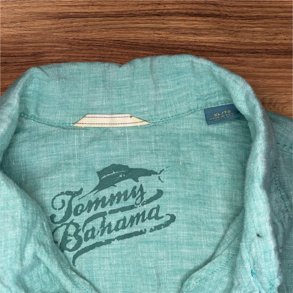Tommy Bahama Relax Blue Linen‎ Short Sleeve Casual Button Front Shirt Mens XL/TG - Picture 3 of 6